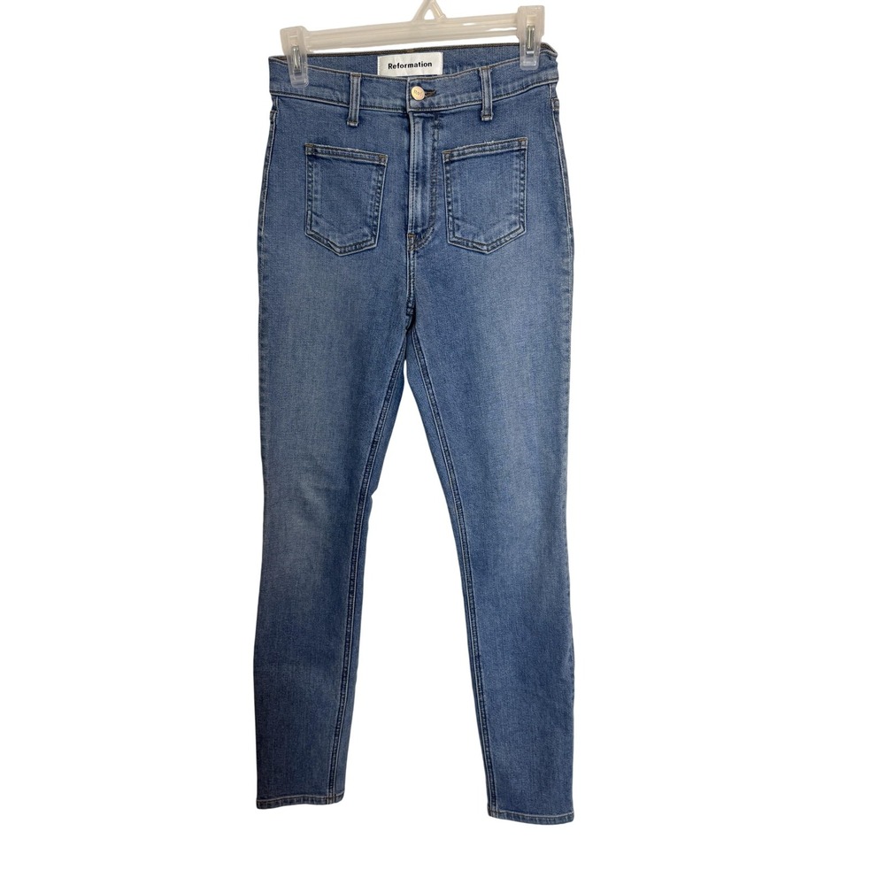 Reformation High Skinny Jeans Womens 25 Blue Catalina Crop Stretch Denim Pockets